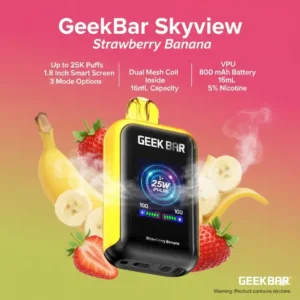 GeekBar Skyview Strawberry Banana Vape |1.8″ Smart Screen - 25K Puffs
